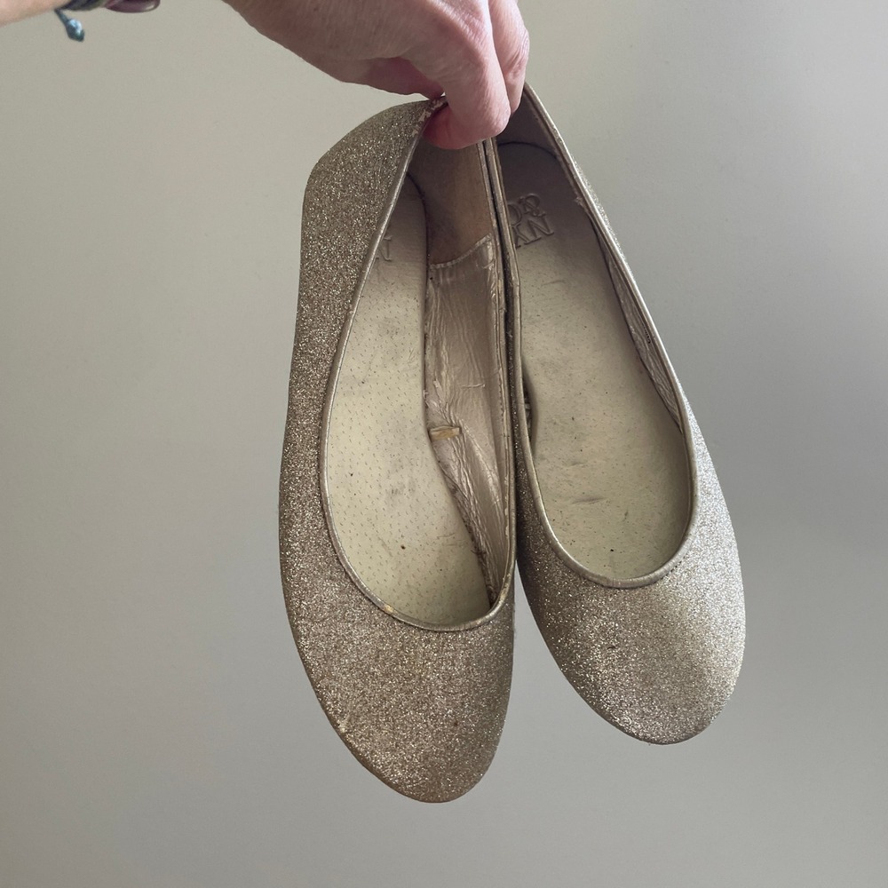 Gold Glitter Ballet Flats Womens Size 7 Sparkly Minimalist New York & Co Y2K 90s